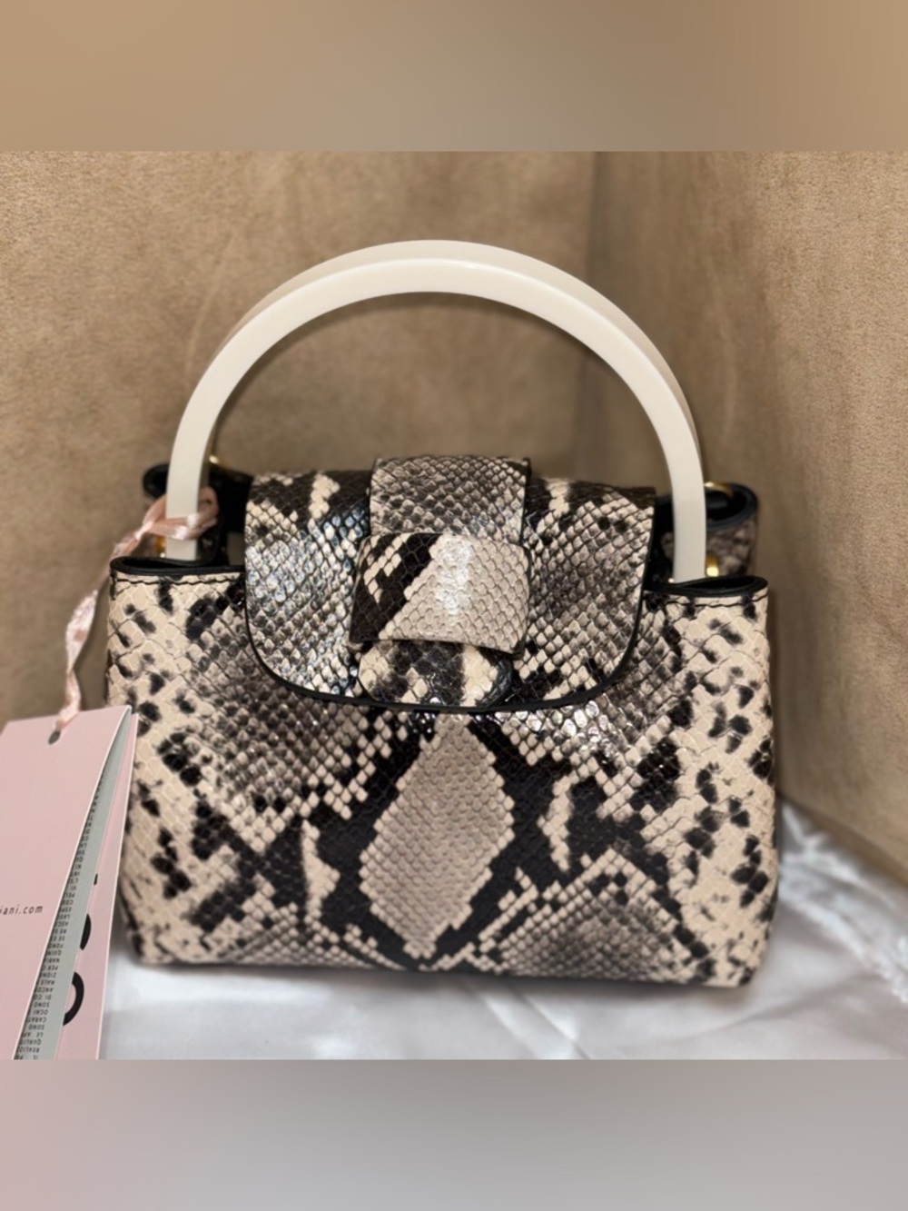 Nico Giani Myria Micro Python Embossed Leather Top Handle Bag NWT Italy Crossb